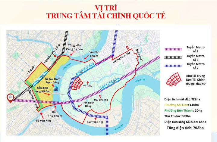Ho Chi Minh City Financial Center is located in Saigon Ward, Ben Thanh and Thu Thiem area.